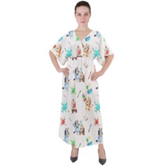 V-Neck Boho Style Maxi Dress 