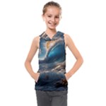Ocean Sea Waves Kids  Sleeveless Hoodie