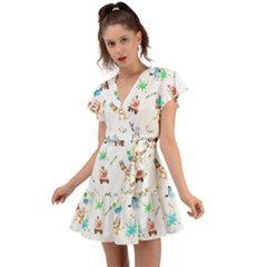 Flutter Sleeve Wrap Dress 