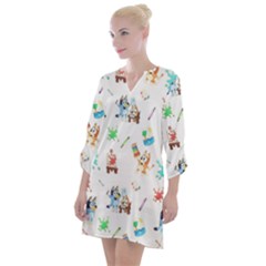 Open Neck Shift Dress 