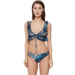 Ocean Sea Waves Low Cut Ruffle Edge Bikini Set