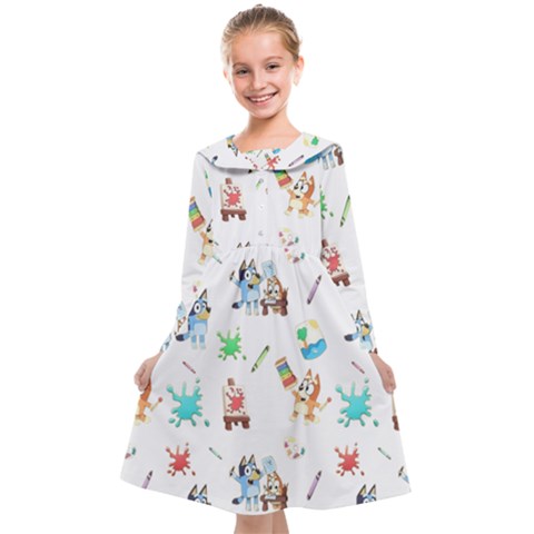 Bluey, Bluey merch, Bluey pattern, Bluey Bluey, bingo, Bluey design, bluey dog Kids  Midi Sailor Dress from ArtsNow.com