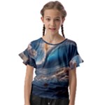 Ocean Sea Waves Kids  Cut Out Flutter Sleeves