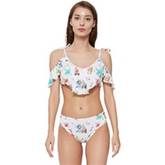 Ruffle Edge Tie Up Bikini Set	 