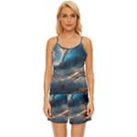 Ocean Sea Waves Satin Pajama Short Set