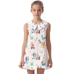 Kids  Pilgrim Collar Ruffle Hem Dress 