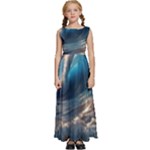 Ocean Sea Waves Kids  Satin Sleeveless Maxi Dress