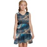 Ocean Sea Waves Kids  Sleeveless Tiered Mini Dress