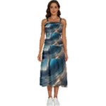 Ocean Sea Waves Sleeveless Shoulder Straps Boho Dress
