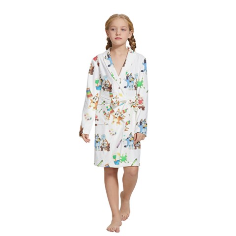 Bluey, Bluey merch, Bluey pattern, Bluey Bluey, bingo, Bluey design, bluey dog Kids  Long Sleeve Velvet Lounge Robe from ArtsNow.com
