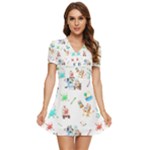 Bluey, Bluey merch, Bluey pattern, Bluey Bluey, bingo, Bluey design, bluey dog V-Neck High Waist Chiffon Mini Dress Bluey, Bluey merch, Bluey pattern, Bluey Bluey, bingo, Bluey design, bluey dog V-Neck High Waist Chiffon Mini Dress