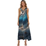 Ocean Sea Waves V-Neck Sleeveless Wide Leg Pants Overalls