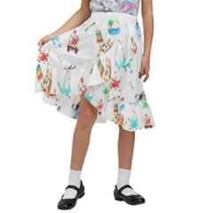Kids  Ruffle Flared Wrap Midi Skirt 