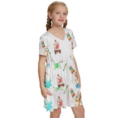 Kids  Short Sleeve Tiered Mini Dress 