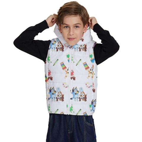 Bluey, Bluey merch, Bluey pattern, Bluey Bluey, bingo, Bluey design, bluey dog Kids  Stylish Hooded Puffer Vest from ArtsNow.com
