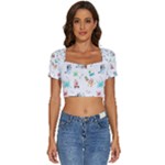 Bluey, Bluey merch, Bluey pattern, Bluey Bluey, bingo, Bluey design, bluey dog Short Sleeve Square Neckline Crop Top Bluey, Bluey merch, Bluey pattern, Bluey Bluey, bingo, Bluey design, bluey dog Short Sleeve Square Neckline Crop Top