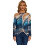 Ocean Sea Waves Long Sleeve Crew Neck Pullover Top