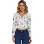 Bluey, Bluey merch, Bluey pattern, Bluey Bluey, bingo, Bluey design, bluey dog Long Sleeve V-Neck Top Bluey, Bluey merch, Bluey pattern, Bluey Bluey, bingo, Bluey design, bluey dog Long Sleeve V-Neck Top