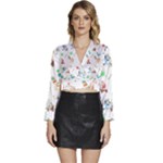 Bluey, Bluey merch, Bluey pattern, Bluey Bluey, bingo, Bluey design, bluey dog Long Sleeve Tie Back Satin Wrap Top Bluey, Bluey merch, Bluey pattern, Bluey Bluey, bingo, Bluey design, bluey dog Long Sleeve Tie Back Satin Wrap Top