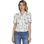 Bluey, Bluey merch, Bluey pattern, Bluey Bluey, bingo, Bluey design, bluey dog Puffed Short Sleeve Button Up Jacket Bluey, Bluey merch, Bluey pattern, Bluey Bluey, bingo, Bluey design, bluey dog Puffed Short Sleeve Button Up Jacket