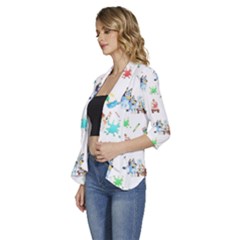 Women s 3/4 Sleeve Ruffle Edge Open Front Jacket 
