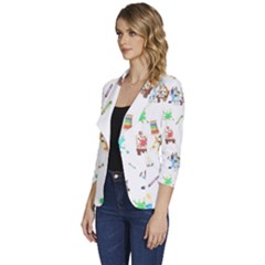 Women s One-Button 3/4 Sleeve Short Jacket 