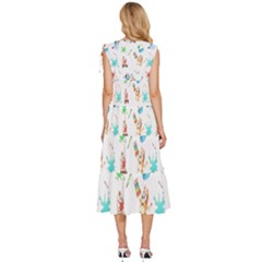 V-Neck Drawstring Shoulder Sleeveless Maxi Dress 