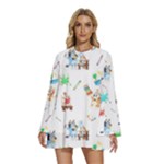 Bluey, Bluey merch, Bluey pattern, Bluey Bluey, bingo, Bluey design, bluey dog Round Neck Long Sleeve Bohemian Style Chiffon Mini Dress Bluey, Bluey merch, Bluey pattern, Bluey Bluey, bingo, Bluey design, bluey dog Round Neck Long Sleeve Bohemian Style Chiffon Mini Dress