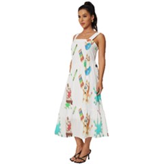 Square Neckline Tiered Midi Dress 