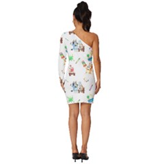 Long Sleeve One Shoulder Mini Dress 