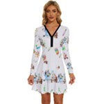 Bluey, Bluey merch, Bluey pattern, Bluey Bluey, bingo, Bluey design, bluey dog Long Sleeve Deep V Mini Dress Bluey, Bluey merch, Bluey pattern, Bluey Bluey, bingo, Bluey design, bluey dog Long Sleeve Deep V Mini Dress