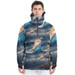 Ocean Sea Waves Men s Pullover Zip Ski and Snowboard Waterproof Breathable Jacket