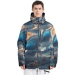 Ocean Sea Waves Men s Multi Pockets Zip Ski and Snowboard Waterproof Breathable Jacket