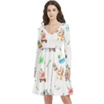 Bluey, Bluey merch, Bluey pattern, Bluey Bluey, bingo, Bluey design, bluey dog Long Sleeve V-neck skater dress with Pockets Bluey, Bluey merch, Bluey pattern, Bluey Bluey, bingo, Bluey design, bluey dog Long Sleeve V-neck skater dress with Pockets