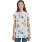 Bluey, Bluey merch, Bluey pattern, Bluey Bluey, bingo, Bluey design, bluey dog Women s Zip Front V-Neck Short Sleeve Casual Top Pocket Shirt Bluey, Bluey merch, Bluey pattern, Bluey Bluey, bingo, Bluey design, bluey dog Women s Zip Front V-Neck Short Sleeve Casual Top Pocket Shirt