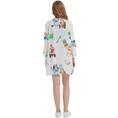 Open Front 3/4 Sleeve Batwing Chiffon Cardigan Kimono 