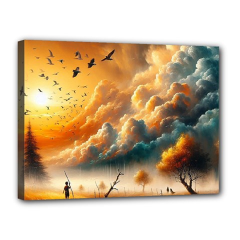 Nature Storm Painting Canvas 16  x 12  (Stretched) from ArtsNow.com