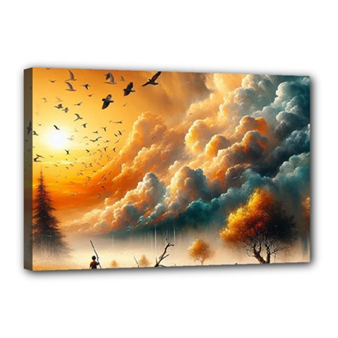 Nature Storm Painting Canvas 18  x 12  (Stretched) from ArtsNow.com