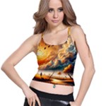 Nature Storm Painting Spaghetti Strap Bra Top
