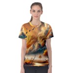 Nature Storm Painting Women s Sport Mesh T-Shirt