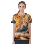 Nature Storm Painting Women s Cotton T-Shirt