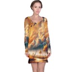Nature Storm Painting Long Sleeve Nightdress