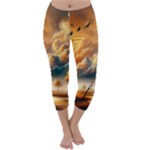 Nature Storm Painting Capri Winter Leggings 
