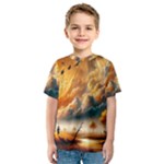 Nature Storm Painting Kids  Sport Mesh T-Shirt
