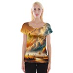 Nature Storm Painting Cap Sleeve Top