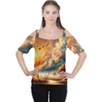 Nature Storm Painting Cutout Shoulder T-Shirt