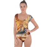 Nature Storm Painting Short Sleeve Leotard 