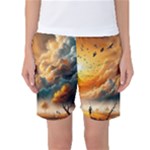 Nature Storm Painting Women s Basketball Shorts