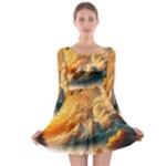 Nature Storm Painting Long Sleeve Skater Dress