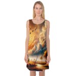 Nature Storm Painting Sleeveless Satin Nightdress